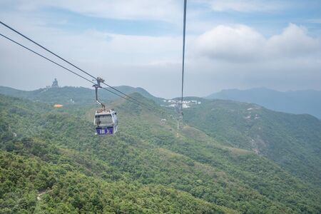Hong Kong - May 4,2018 : The Ngong Ping 360 cable car from Tung Chung station to Ngong Ping village on Lantau Island in Hong Kong , the worlds most amazing cable car.のeditorial素材