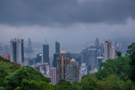 Hong Kong skyline. over Victoria Harbor View from Victoria Peak.のeditorial素材