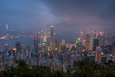Hong Kong skyline. over Victoria Harbor View from Victoria Peak.のeditorial素材