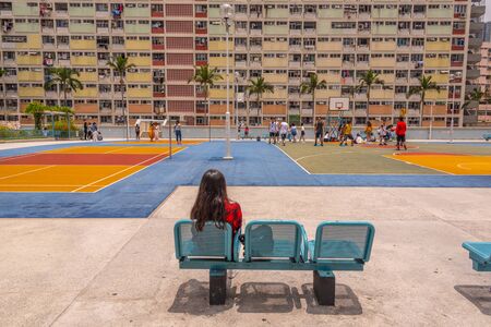 Choi Hung,Hong Kong - May 5, 2018 : View of Choi Hung Estate. It is located in Wong Tai Sin district of Kowloon,Hong Kong.のeditorial素材