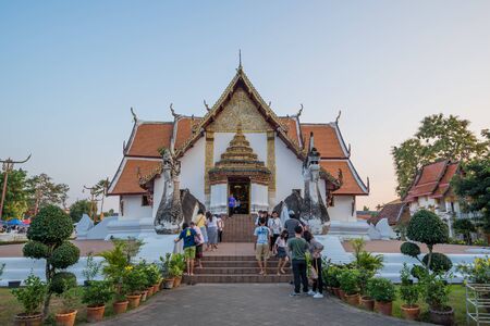 Nan,Thailand - October 7, 2018 : The tourists visit Wat Phu Min, one of the most famous temples in Nan province,Thailand.のeditorial素材