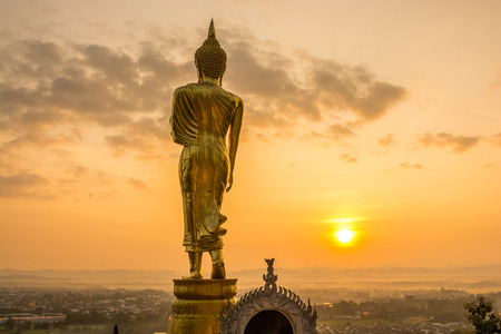 Golden Buddha image  at Nan province in Thailand ,Buddhist Temple and Historic Site National (public place)の写真素材