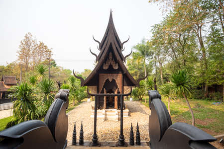 Chaing Rai, Thailand - March 3,2021 : View of Thawan Duchanee Collection Museum or Black House in Chaing Rai, Thailand.のeditorial素材