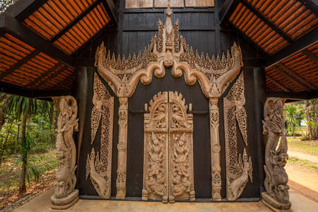 Chaing Rai, Thailand - March 3,2021 : View of Thawan Duchanee Collection Museum or Black House in Chaing Rai, Thailand.のeditorial素材