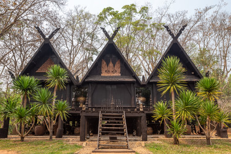 Chaing Rai, Thailand - March 3,2021 : View of Thawan Duchanee Collection Museum or Black House in Chaing Rai, Thailand.のeditorial素材