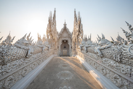 White Temple (Wat Rong Khun) is one of the most famous attractions of Chiang Rai Province Northern Thailand.の写真素材