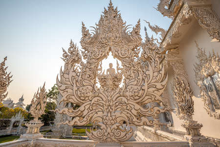 White Temple (Wat Rong Khun) is one of the most famous attractions of Chiang Rai Province Northern Thailand.の写真素材