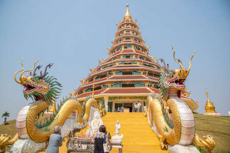 Chaing Rai, Thailand - March 6 ,2021 : Thai-Chinese temple - wat hyua pla kang is one of the most famous attractions of Chiang Rai Province Northern Thailand.のeditorial素材