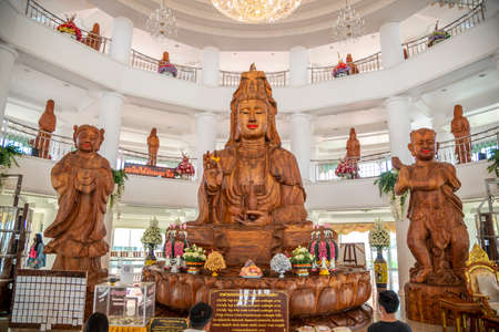 Chaing Rai, Thailand - March 6 ,2021 : Thai-Chinese temple -Interior of wat hyua pla kang is one of the most famous attractions of Chiang Rai Province Northern Thailand.のeditorial素材