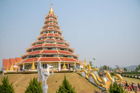 Chaing Rai, Thailand - March 6 ,2021 : Thai-Chinese temple - wat hyua pla kang is one of the most famous attractions of Chiang Rai Province Northern Thailand.のeditorial素材