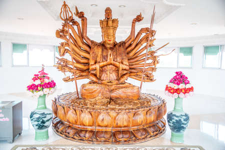 Chaing Rai, Thailand - March 6 ,2021 : Thai-Chinese temple -Interior of wat hyua pla kang is one of the most famous attractions of Chiang Rai Province Northern Thailand.のeditorial素材