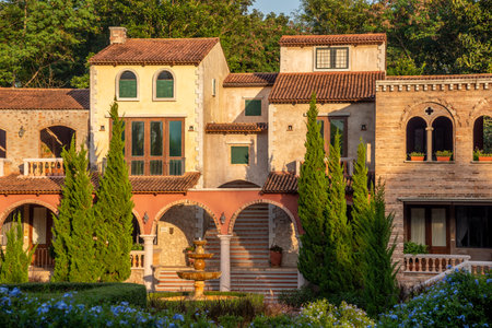 Ratchaburi, Thailand - November 15, 2020 : La Toscana Resort the beautiful village resort Tuscan style at Suan phueng District Ratchaburi Province ,Thailand.のeditorial素材