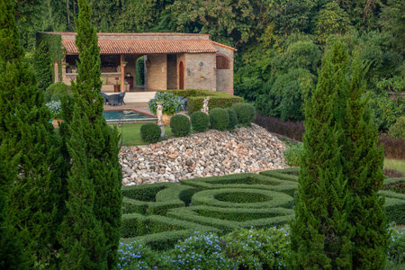 Ratchaburi, Thailand - November 15, 2020 : La Toscana Resort the beautiful village resort Tuscan style at Suan phueng District Ratchaburi Province ,Thailand.のeditorial素材
