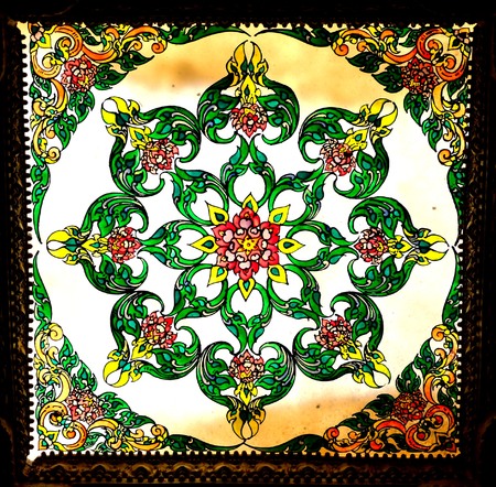 window glass in thai temple