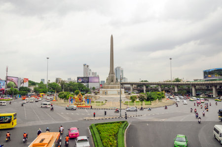 BANGKOK - Traffic At Victory Monument Of Thailand on August 2 2014, in Bangkok thailand. The...