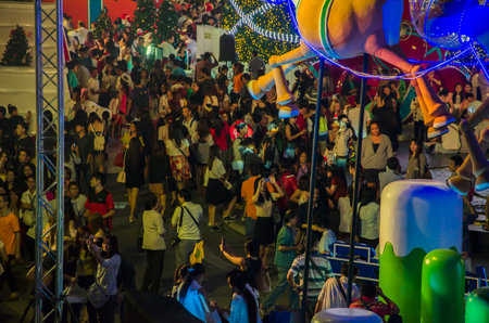 BANGKOK December 31 : Christmas and happy new year festival at central world shopping center, on december 31, 2014 in Bangkok, Thailandのeditorial素材