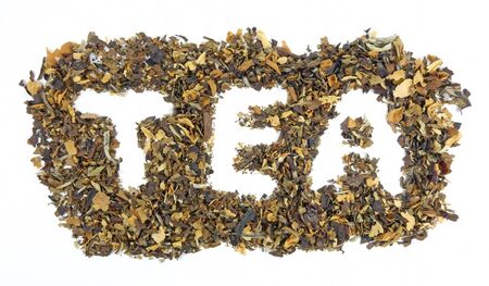 Tea word on a dry teaの写真素材
