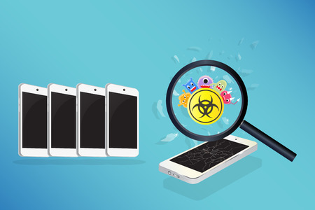 smartphone device infected virusのイラスト素材