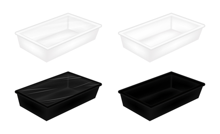 White and black polystyrene packaging mockupのイラスト素材