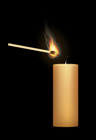 a candle with a matchのイラスト素材