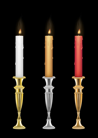 Candle holders with burning candleのイラスト素材