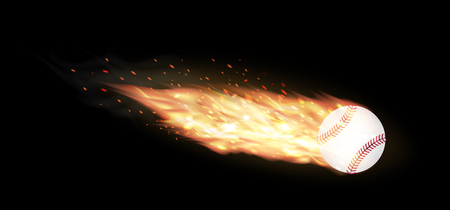 baseball burning on a black backgroundのイラスト素材