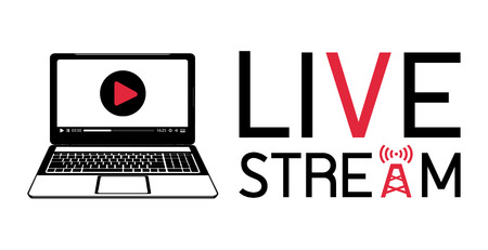 laptop live streamのイラスト素材