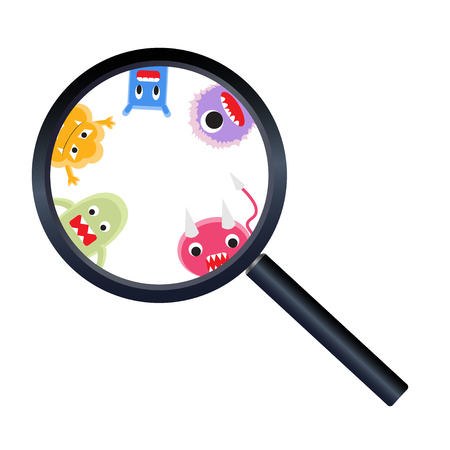 magnify glass with virus cartoonのイラスト素材