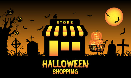 Halloween store shop in a graveyardのイラスト素材