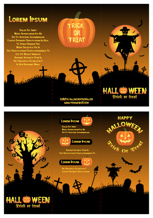 halloween tri-fold brochure templateのイラスト素材