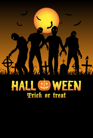 halloween zombies in a graveyardのイラスト素材