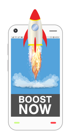 smartphone with boost up applicationのイラスト素材
