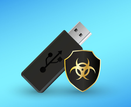 usb flashdrive with a protection shield antivirus computerのイラスト素材