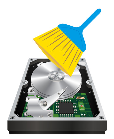 internal harddisk with a cleanning wand brushのイラスト素材