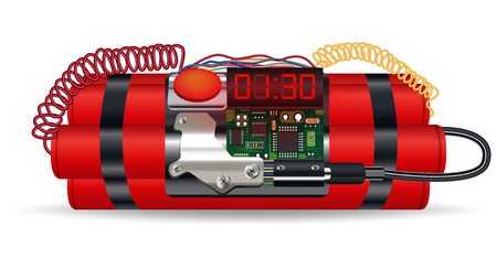 red dynamite pack with electric time bomb