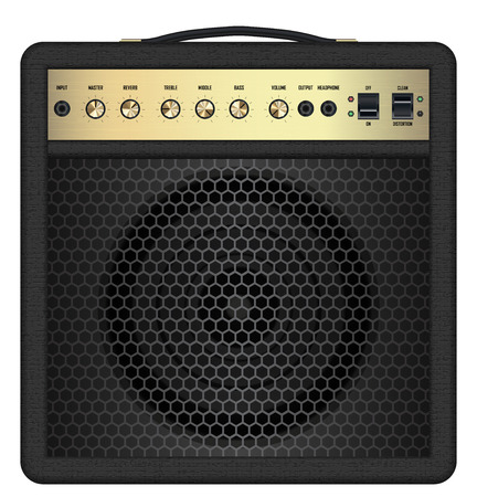 real classic black guitar amplifier vectorのイラスト素材