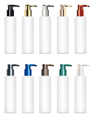 set of a real colorful cosmetic tube vectorのイラスト素材