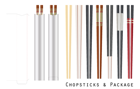 real chopstick with package on a white backgroundのイラスト素材