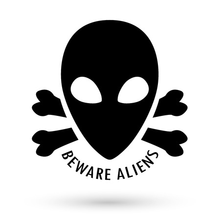 black beware alien with bone cross vectorのイラスト素材