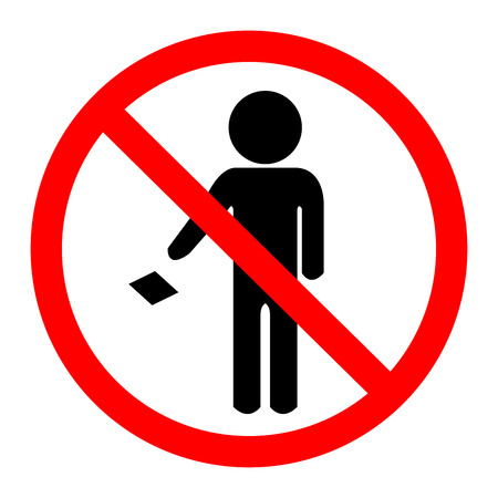 Do not leave your trash on the floor icon signのイラスト素材