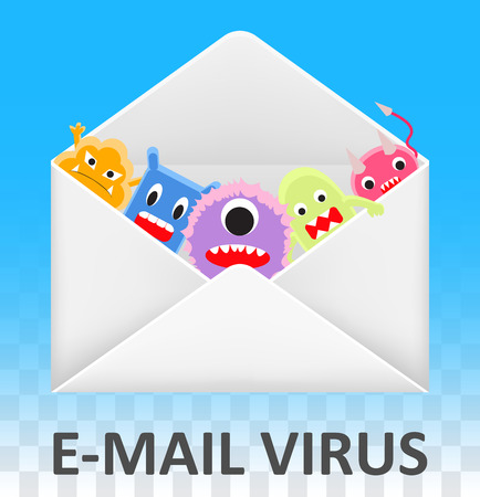 email envelope open and infected computer virusのイラスト素材