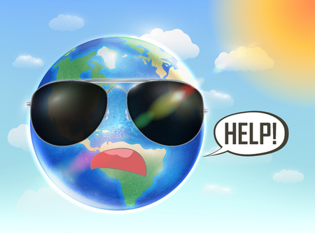 Planet earth globe need help from global warmingのイラスト素材