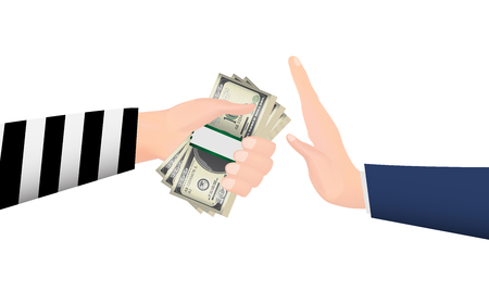 Hand rejecting money banknotes from thief handのイラスト素材