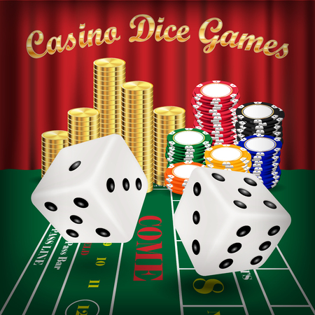 dice games with white dice and casino chipのイラスト素材