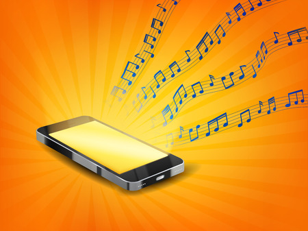 smartphone playing music with floating sample random music note not match any songのイラスト素材