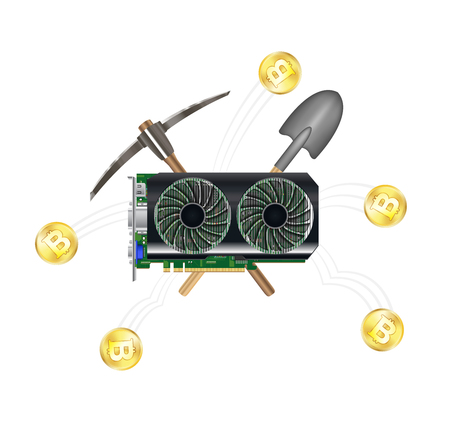 Computer graphic vga card mining bitcoinのイラスト素材