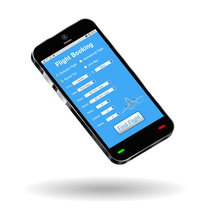 smartphone with online flight ticket booking interfaceのイラスト素材
