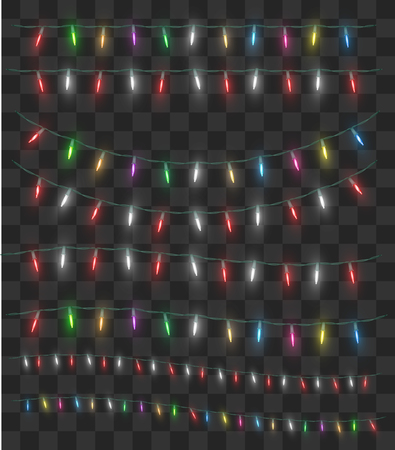 Real colorful Christmas light decorative vectorのイラスト素材