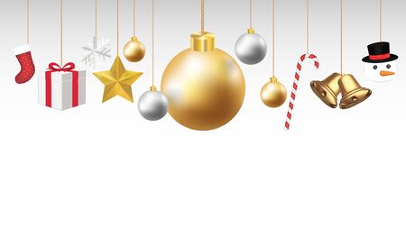 Christmas hanging decorative on a white background, vector illustration.のイラスト素材