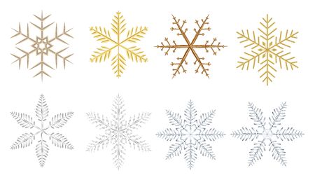 Set of a hi detail decorative snowflakeのイラスト素材